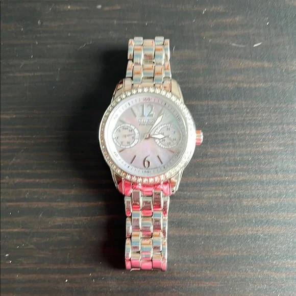 Citizen Silver and Pink Crystal-Embellished Watch - Picture 1 of 4